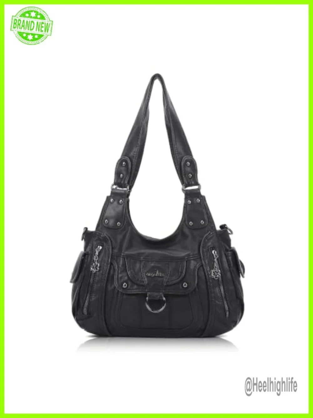 Vegan Leather Hobo Shoulder Bag with Adjustable Strap Satchel Tote